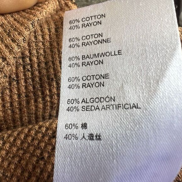 Pilcro thermal henley Top Shirt womens size Small Brown Cheetah Prints V-neck - Picture 4 of 5